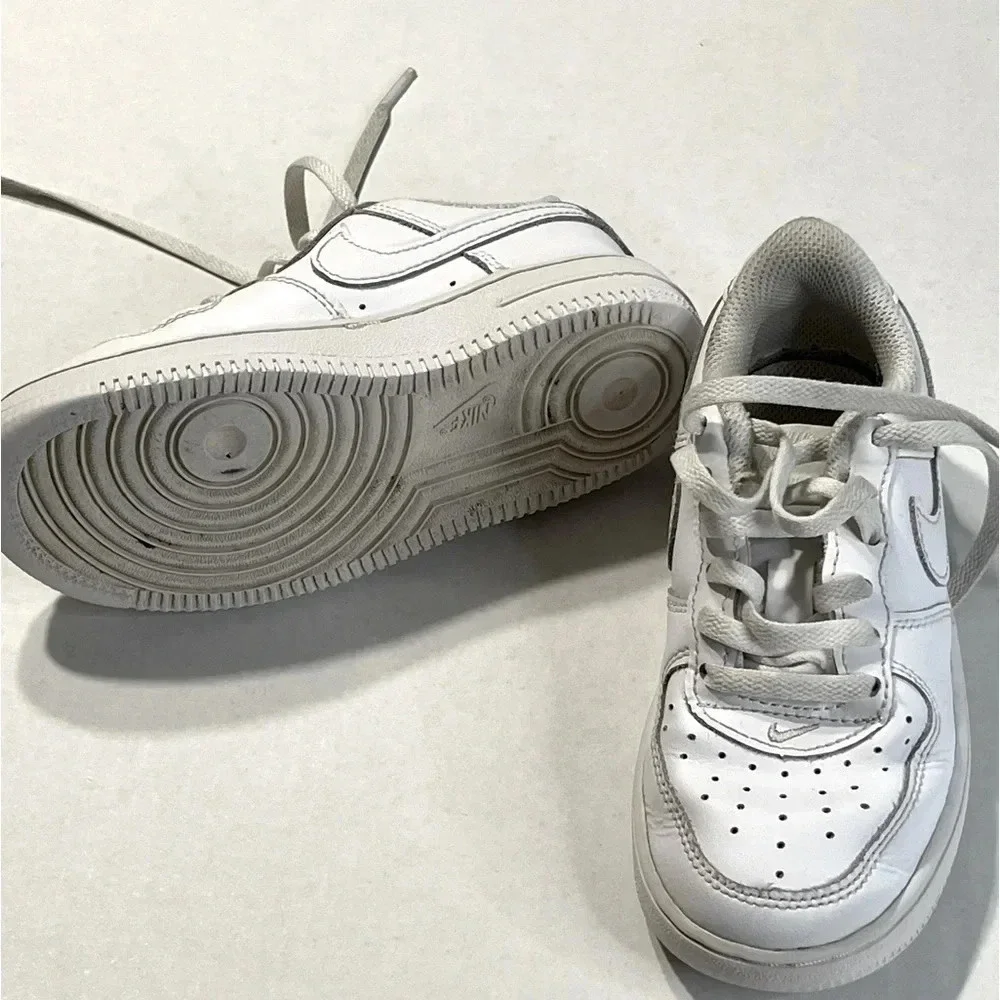 Nike Air Force 1 LE (PS) size 11C white preschool kid tennis shoes used - Picture 3 of 13